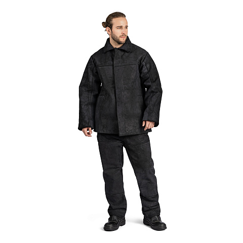 Костюм сварщика, к/бр, цельноспилковый, 2 кл.защиты, утеплен., черный