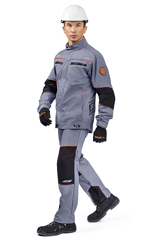 Костюм РИВЕР (куртка/брюки) серый/черный/оранжевый, тк.смесовая 250г/м², муж.