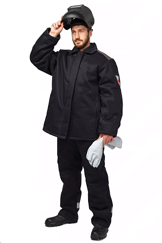 Костюм сварщика, к/бр, 3 кл. защиты, утеплен., черный, 100% хб с ОП, мод.17-17111СП