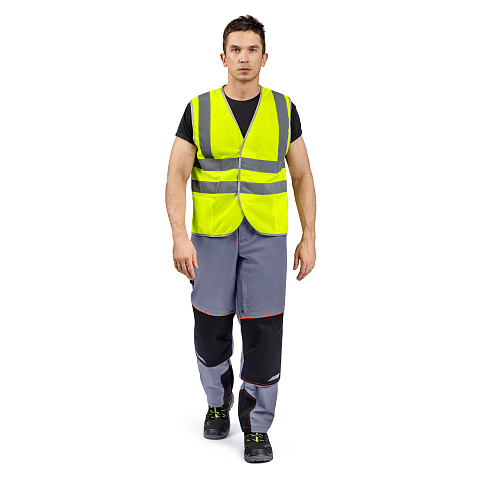 Жилет сигнальный 2 класса защиты, лимонный (2х2 СОП 50мм)