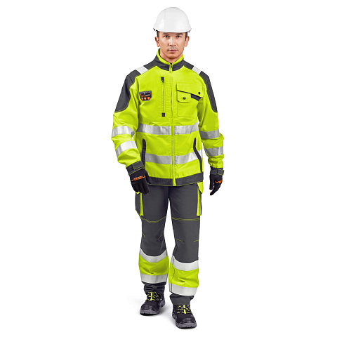 Костюм сигнальный МастВижн 2 (куртка/пк) флуоресцентный желтый/черный, тк. смесовая, муж.