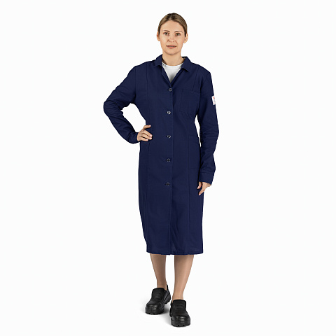 Халат кислотостойкий, К80, 3кл.защиты, т-синий, 100%пэ, жен.