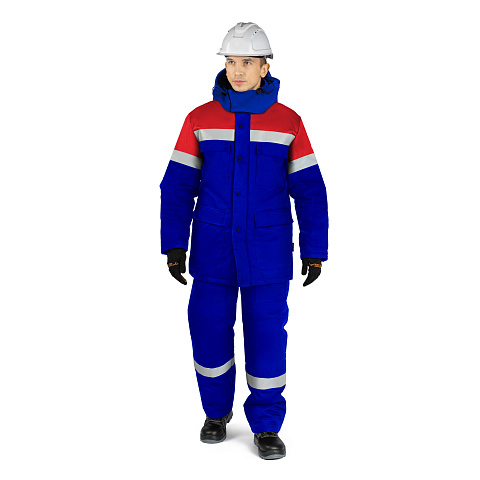 Костюм ВЯТКА (куртка/пк) утеплен. Тн 2 (III кл. пояс), василек/красный, муж.