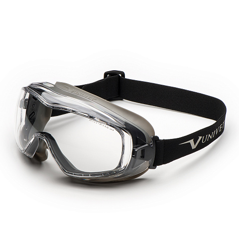 Очки закрытые Univet 620U.02.10.00, прозрачная линза, непрям. вент, (РС), ТПЭ обтюр, KN  