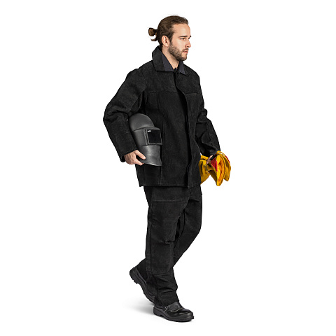 Костюм сварщика, к/бр, цельноспилковый, 2 кл.защиты, черный