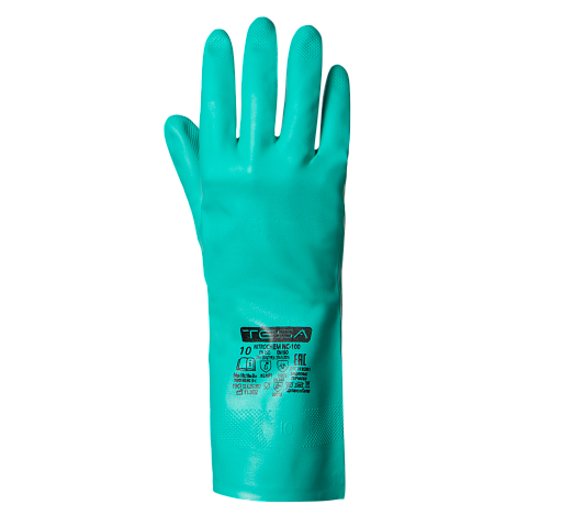 Перчатки TESA NITROCHEM NC-100, нитрил с хлопковым напылением, зеленый