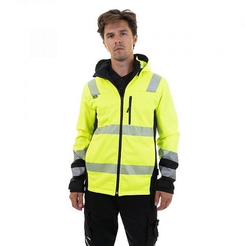 Сигнальная куртка-софтшелл BRODEKS KS227, желтый/черный