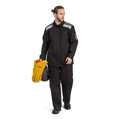 Костюм сварщика, к/бр, 3 кл. защиты, черный, 100% хб с ОП, мод.17-17111