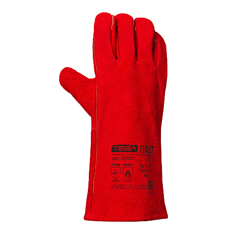 Перчатки-краги TESA ГЕФЕСТ арт. К007, спилок 1,2мм, 350мм, красные