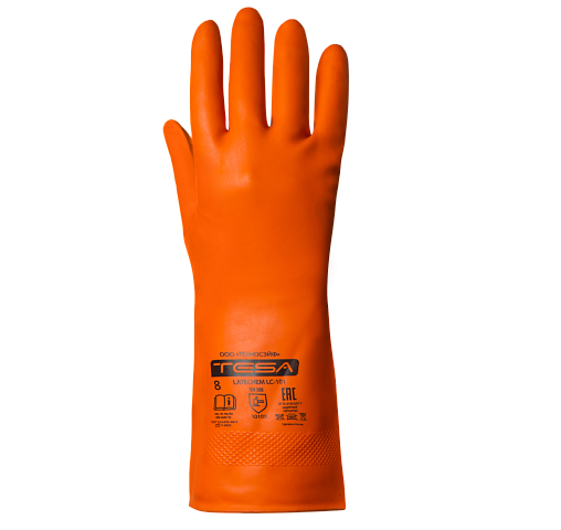Перчатки TESA LATECHEM LC-101, латекс с хлопковым напылением, оранжевый
