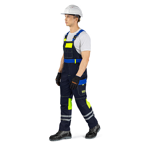 Полукомбинезон МастАнтистат, т-синий/василек/лайм, тк. смесовая, муж.