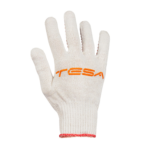 Перчатки TESA х/б с ПВХ точка, 10 класс вязки, белые